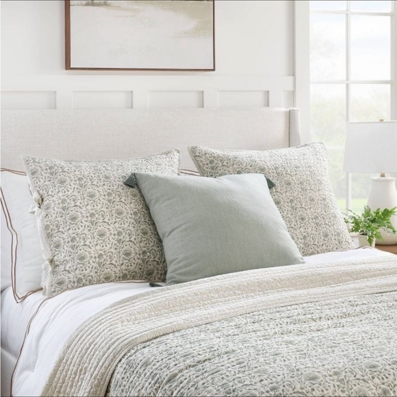 Euro Decorative Border Cotton Slub Print Sham Teal/Green– Threshold Studio McGee - Picture 5 of 7